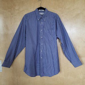 Marshall Fields Mens Dress Shirt Blue Stripe Size Large
